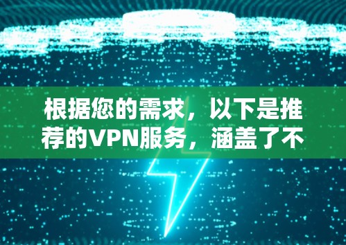 根据您的需求，以下是推荐的VPN服务，涵盖了不同类型的用户需求